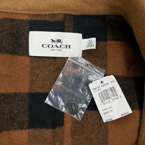 Coach Wool Blend Hooded Duffle Cape Coat Toggle Camel Brown Size M/L - Picture 14 of 14